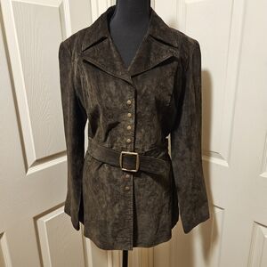 Vintage BB Dakota Womens Brown Suede 100% Leather Trench Coat Size M